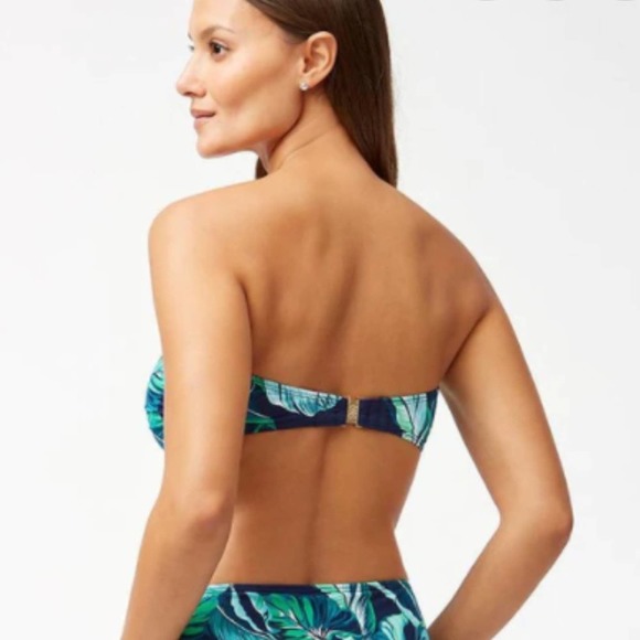 Tommy Bahama Breezy Palms Bandeau Bikini Top in Mare Navy - Picture 2 of 6